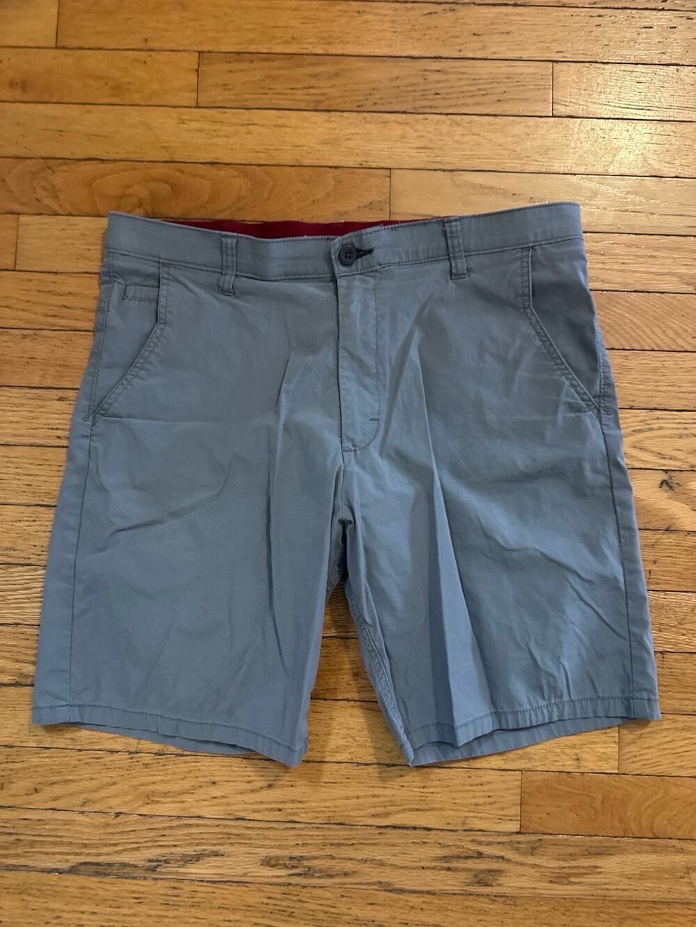 Wrangler Men’s Gray Chino Shorts Size 36 Flat Front Casual Golf Summer